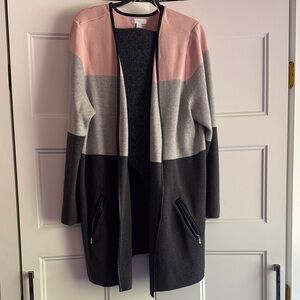 Charter Club Pink, Gray, and Black Open Cardigan